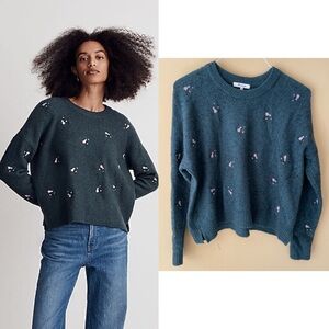 MADEWELL Embroidered Cross-Stitch Floral Pullover Sweater ND727
